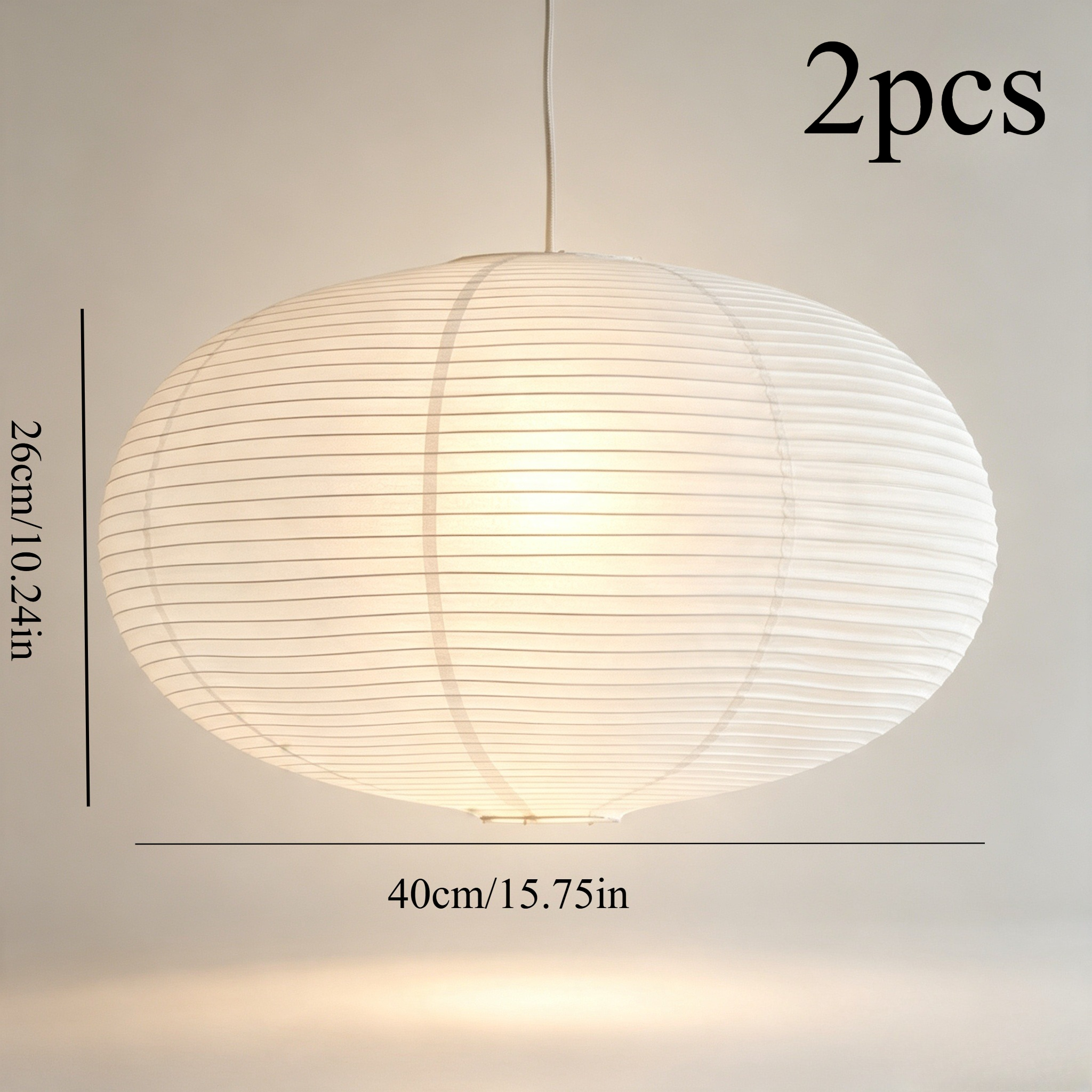 TEMU 2pcs Japanese Retro Paper Chandelier Lampshade - Oval Spherical Ceiling Light Fixture With Folding Paper Lantern Shades, Suitable For Home,