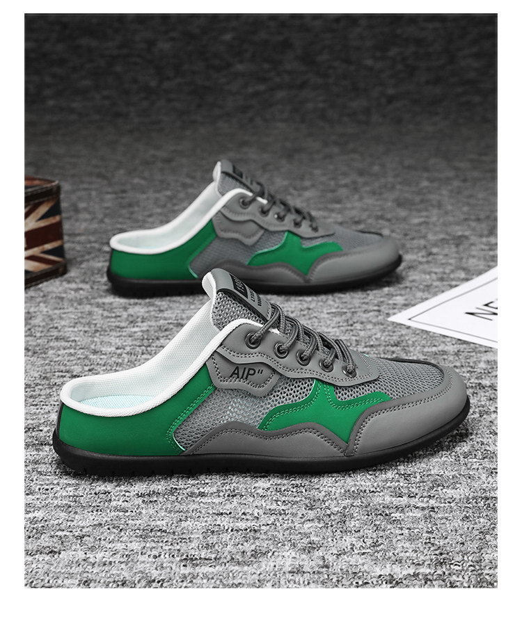 mens large slip on sandals slip on closure cushioned pvc sole   indoor outdoor beach gym casual shoes easy clean synthetic cover lightweight closed toe half slipper for men gym footwear geometric pattern breathable mesh   Product details 13