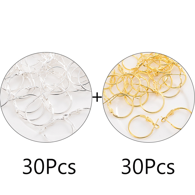 E-shop 60 Stück 20mm Eisen Ohrringhaken, Ohrringhaken, galvanisierte runde Ohrringhaken, Ohrringhalter, verwendet für Schmuckherstellungsteile,