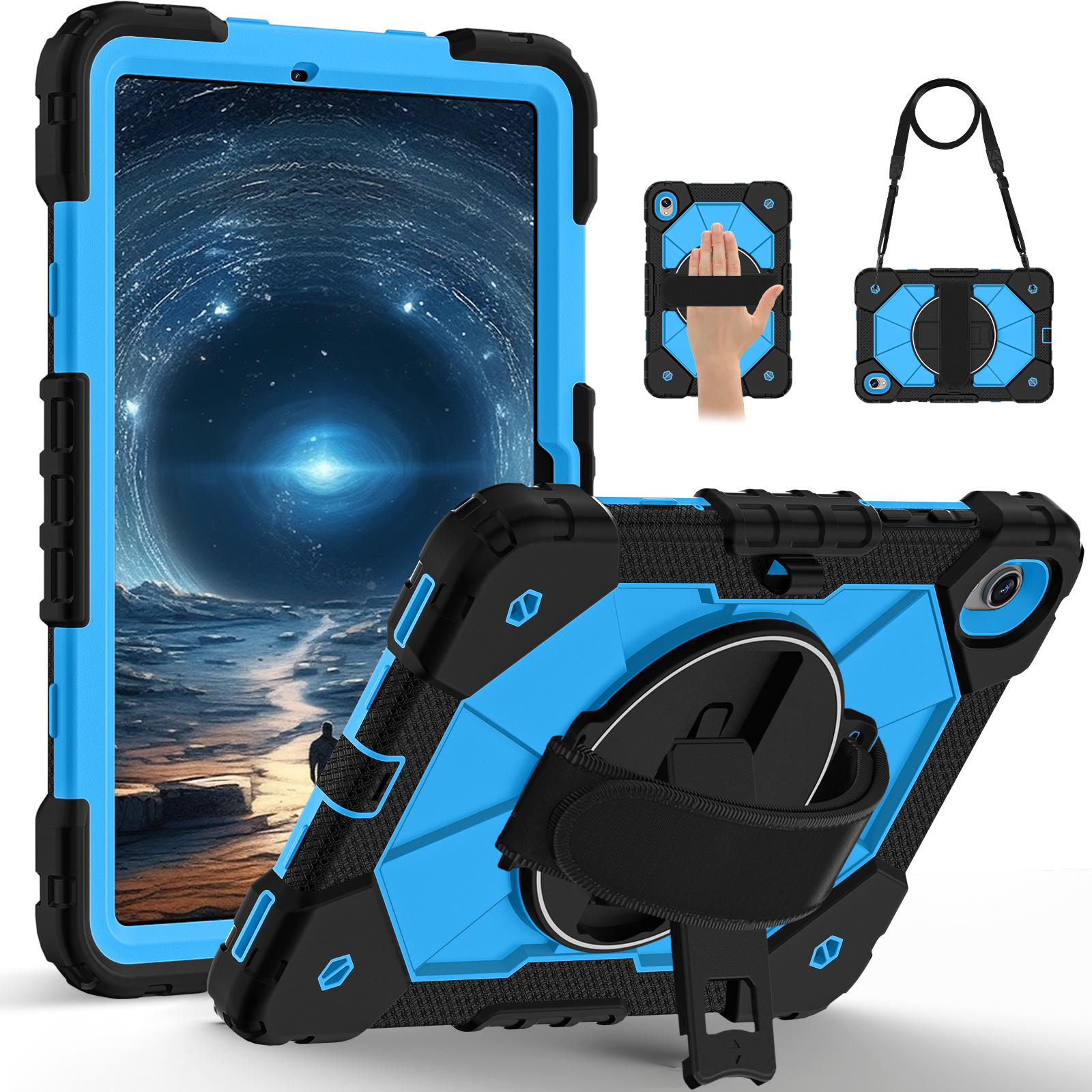 TEMU Tablet Case For Tab Lite (2025 10.9" / X406b). A Stylish And Durable Tablet Of + Pc Material, Featuring A 360° Rotating Stand, Shoulder Strap,