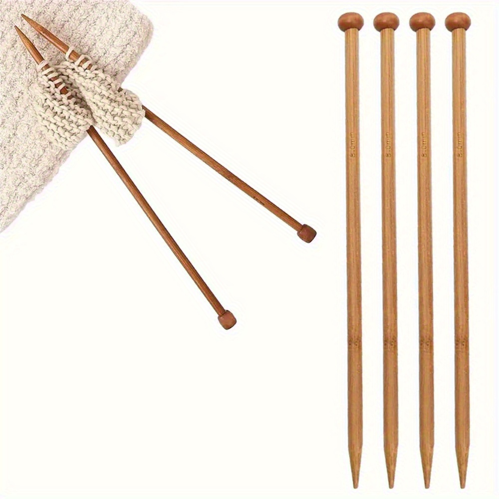 

2pcs Wooden Knitting Set, Pointed Knitting , 4mm, 6mm, And 8mm , Diy Knitting , Turmeric Hue, Kit For Sweaters, , And Gloves