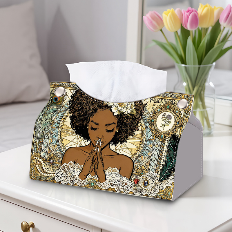 TEMU 1pc Tissue Box Compatible For Tissues - Elegant Faux Leather Cover, Holder For Home Office Bathroom Decor, Decorative Tissue Dispenser (tissues Not Included)