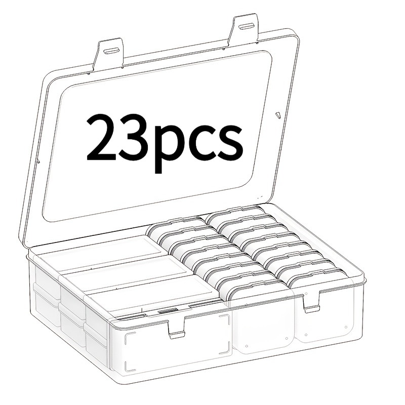 TEMU 7 Large Rectangular Boxes+ 16 Small Square Boxes Bead Organizing Set, Transparent Rectangular Bead Storage Box With Lid, Plastic Craft Storage