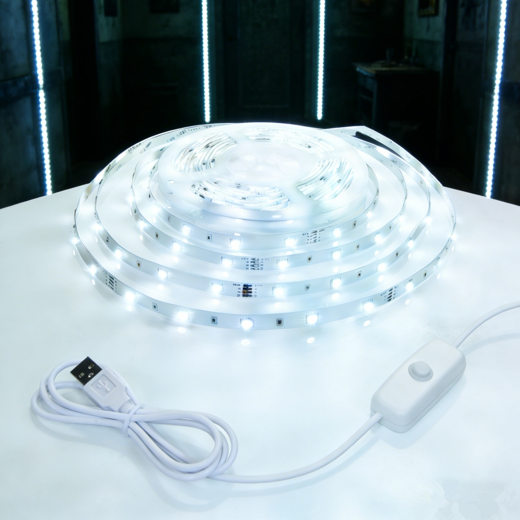 Indoor Led Lamp With Push-button Switch, Usb Led Light Strip For Living Room Background Lighting, And Decorate Halloween