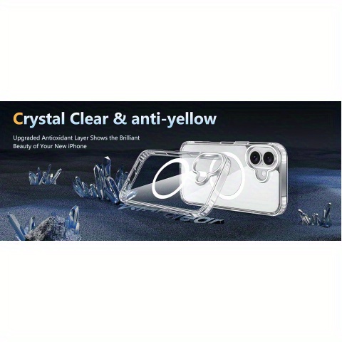 for iPhone 16/15/14/13/12/11 Case: Clear Magnetic Drop Protection Anti-Yellowing Slim Case - Rugged Shockproof Protective Transparent Cell Phone Cover (Clear)
