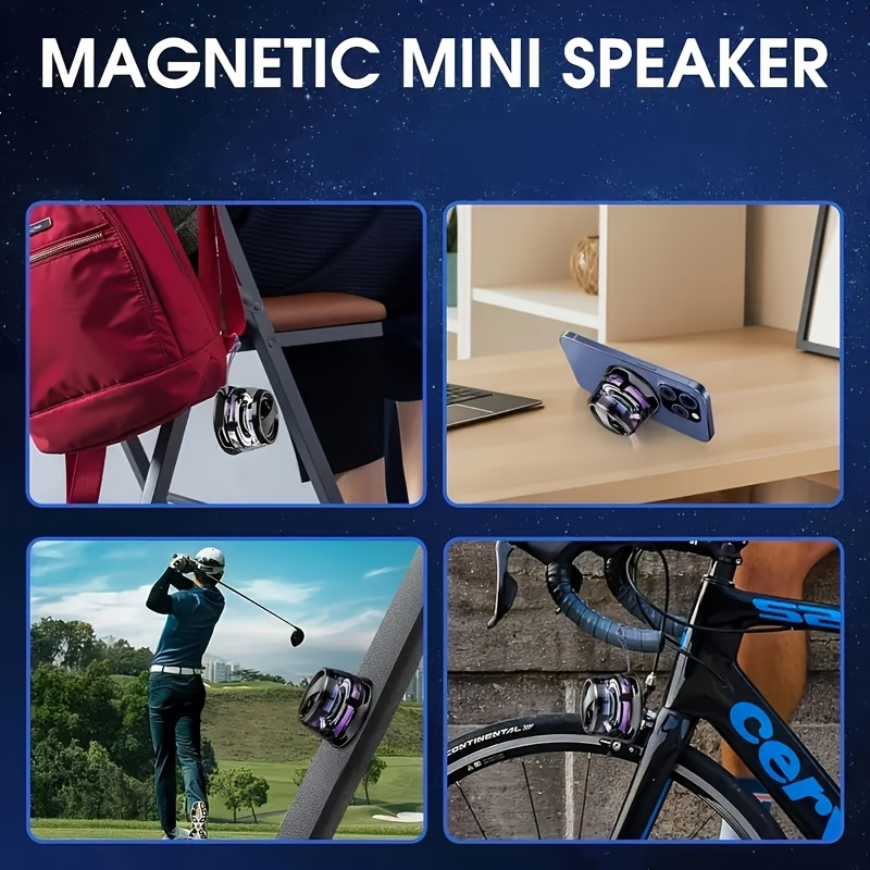 compact wireless speaker featuring   colors of light and a magnetic suction mount ideal for outdoor activities as a desktop ornament or as a gift its small and easy to carry     uses Product details 6