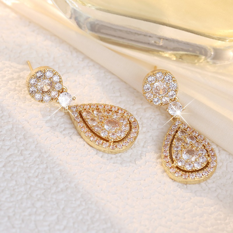 Plated Teardrop Synthetic Zirconia Earrings, Year-Round Wear