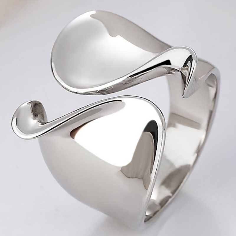 Image of Unique Irregular Rings, Fashion Silvery Wide Band Rings Jewelry For Women And Men, Suitable As Daily Party And Holiday Open Adjustable Rings