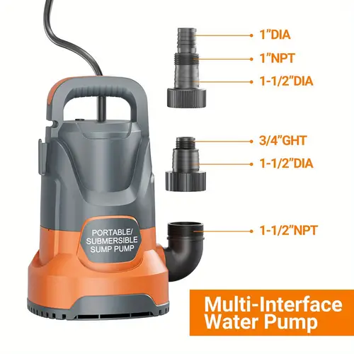 sump pump submersible water pump 1 3700gph portable water transfer pump electric for pool draining hot tub basement utility pumps
