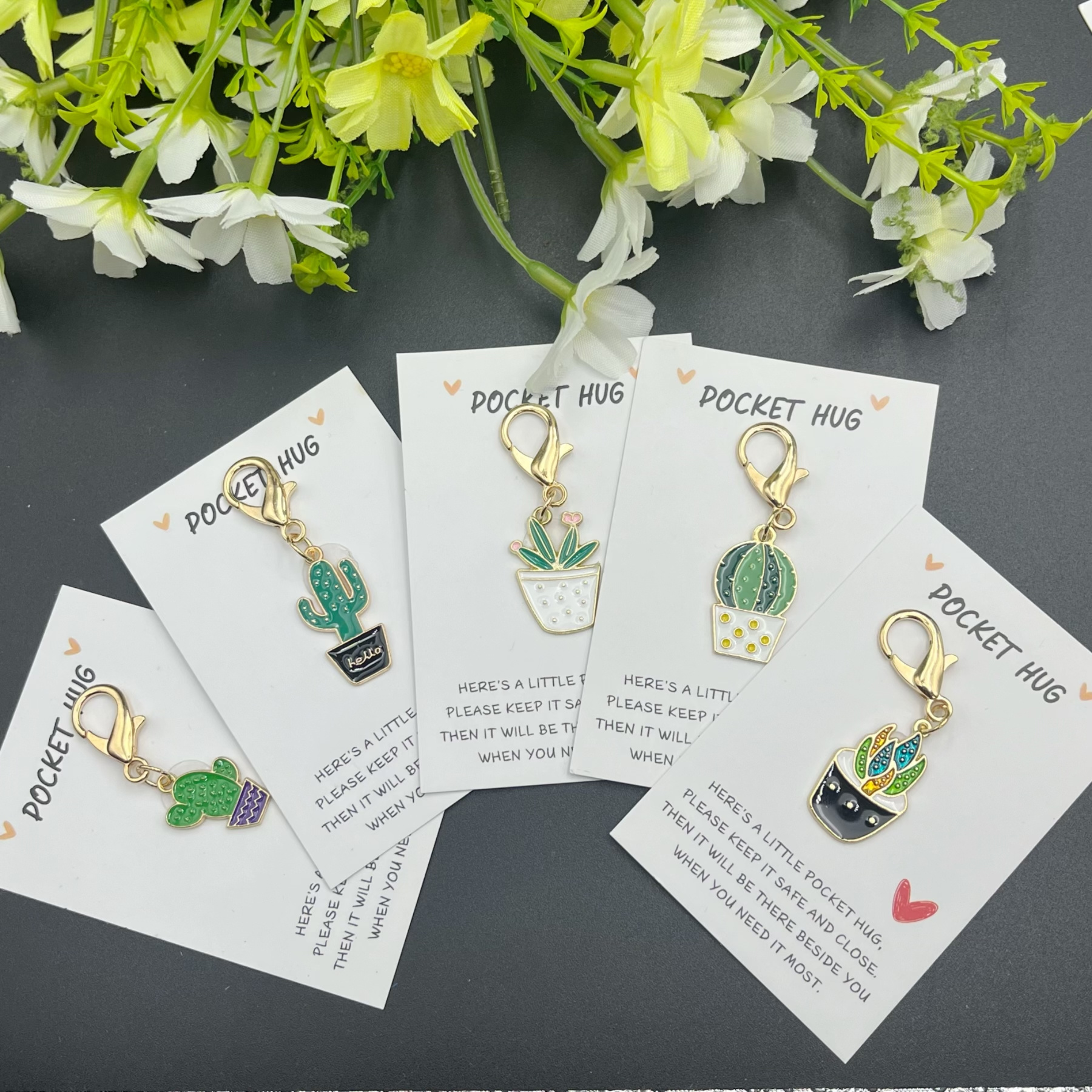 10pcs cactus keychains in   styles   with   pocket hug cards versatile holiday gift for parties new year easter valentines day birthdays weddings thanksgiving   gift encouragement card  