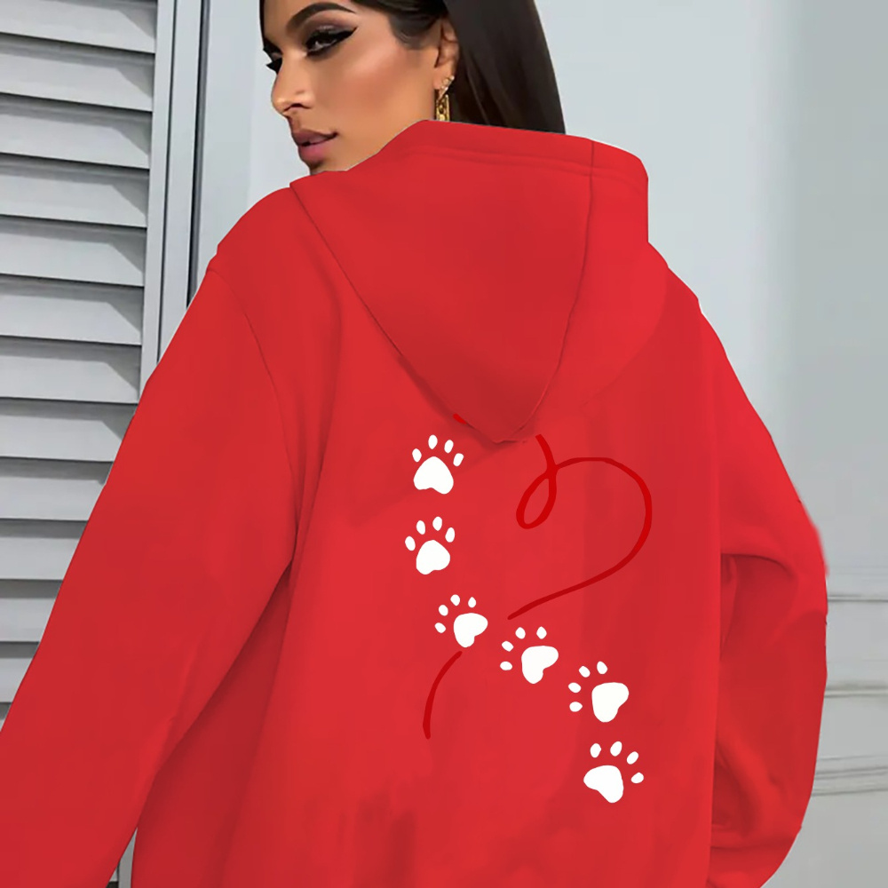 

Women's Casual Pullover Hoodie With Print, Fashionable Sports Jacket, Comfortable Polyester Hooded Sweatshirt With Pockets, Autumn/winter Outerwear, , Letter Pattern Detail