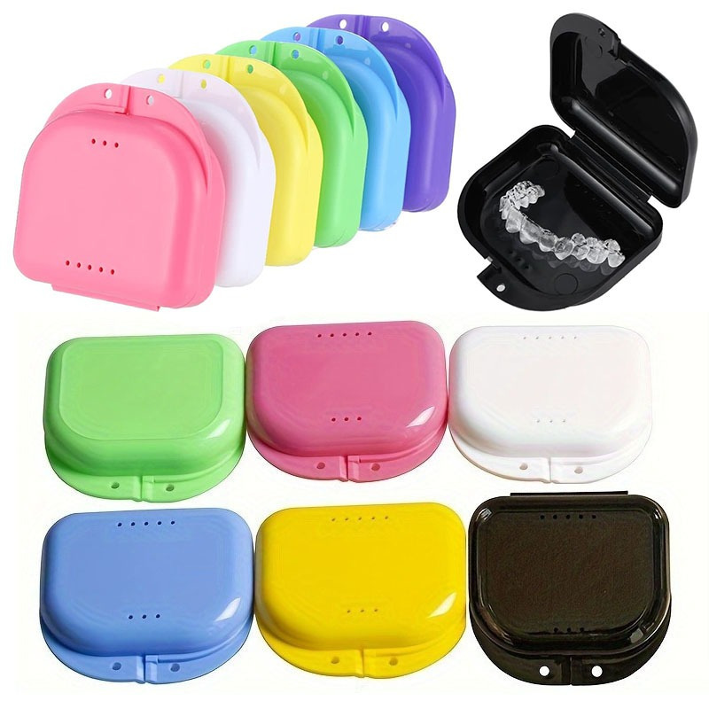 

6/8, Denture Retainer Case, Retainer Case With Air Hole, Suitable For Invisible Teeth, Night Mouth Guard, Lock Denture Case, , 8 Colors: Black, White, Yellow, Light Purple, Green, Pink, Blue, Red