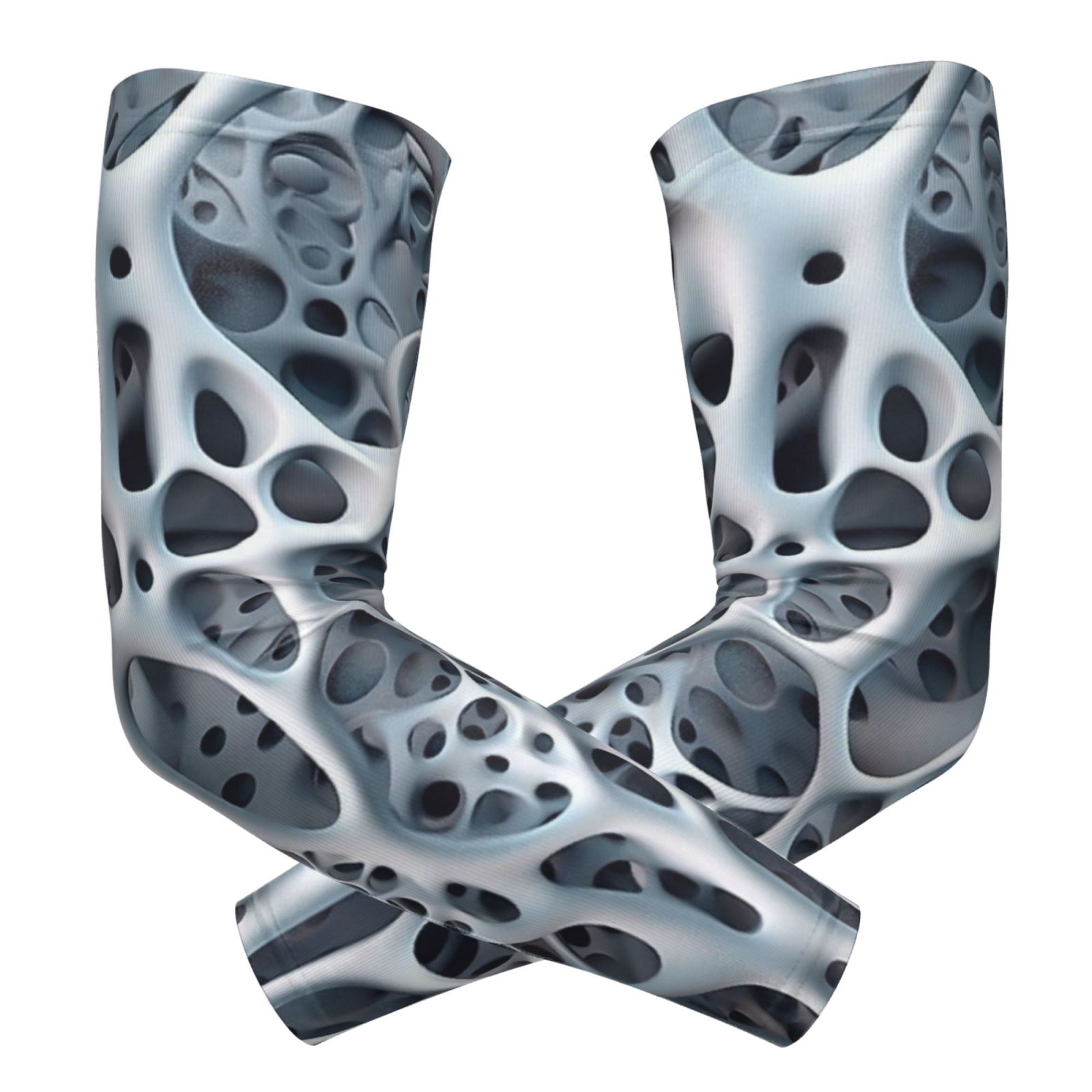 TEMU A Pair Of 3d Trendy Sleeves Featuring Blue Hollowed-out Textured Pattern, Exuding A Sense Of Futuristic Technology And Unique