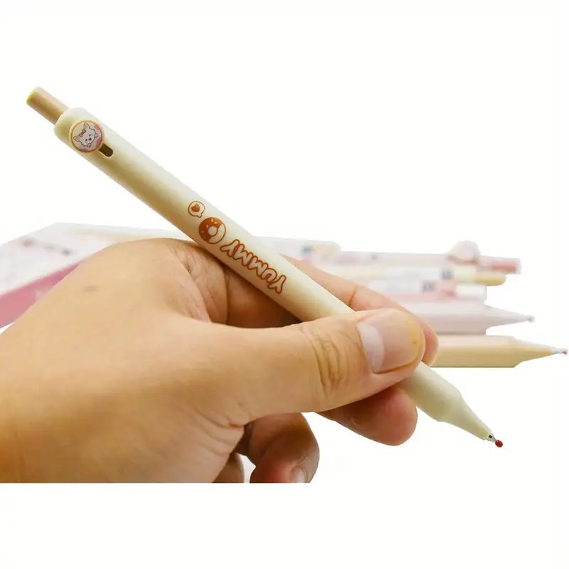 8pcs cute cat pens with retractable gel pens design black ink durable plastic cat lovers and party favors cat accessories school stationery design smooth writing Product details 6