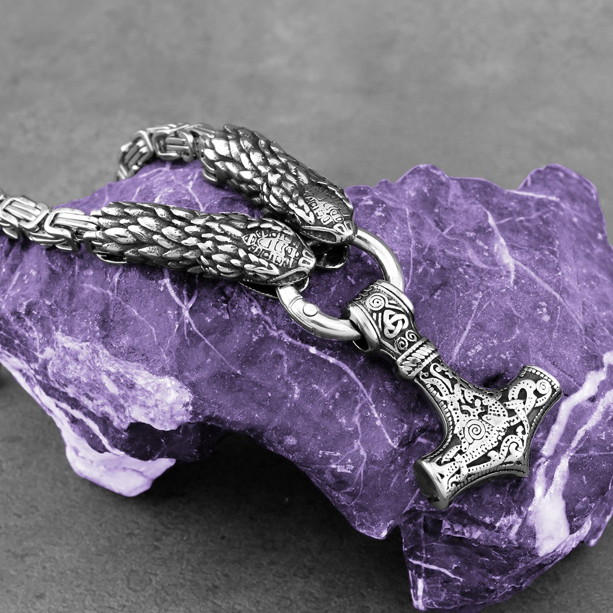 Men's Thor Hammer Pendant Stainless Steel Necklace
