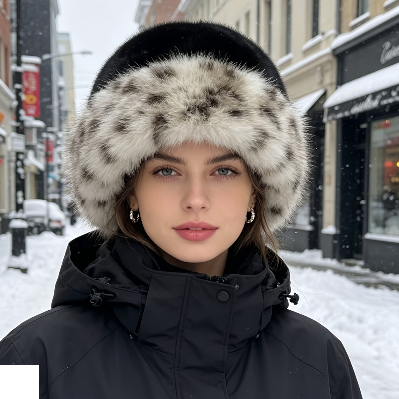 TEMU 1pc New Hat, Vintage Casual Solid Color Spotted Striped Autumn/winter Warm Hat For Women, Princess Plush Mongolian Hat, Suitable For Daily