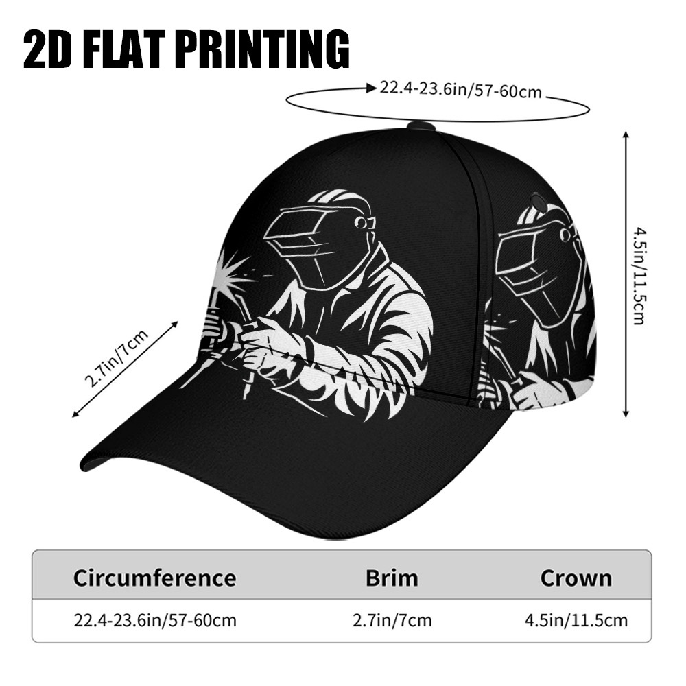 TEMU Unisex Casual Welder Printed Snapback Baseball Cap, Lightweight Adjustable Hat Ideal For Daily Wear, Camping, Running And Mountaineering