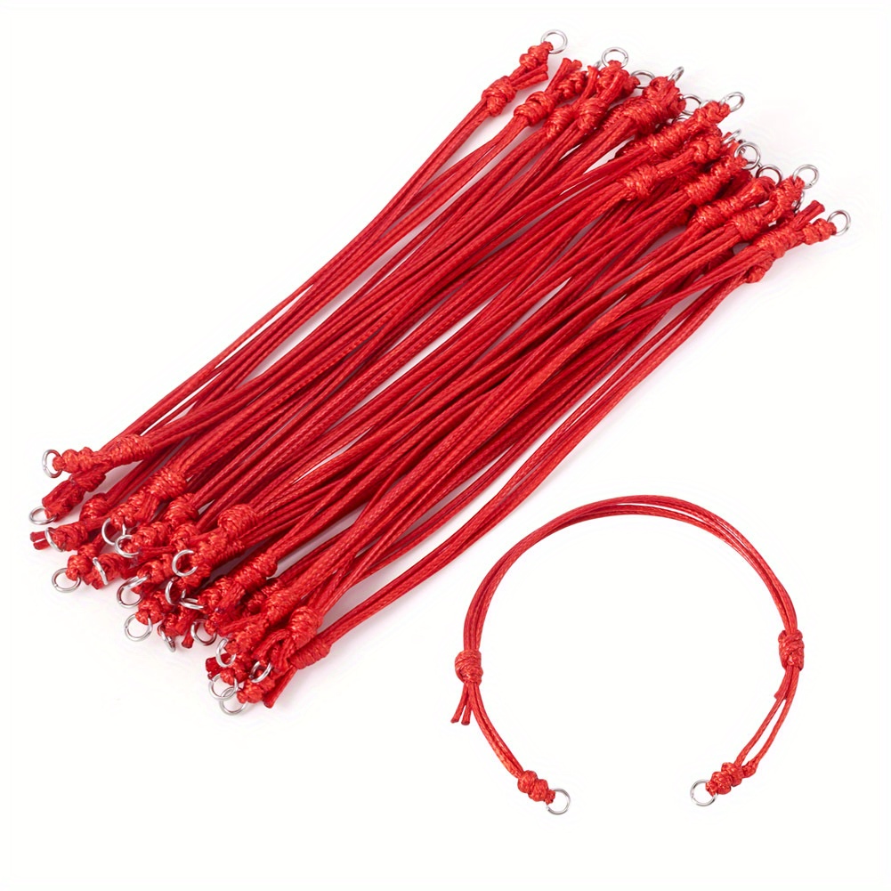 TEMU 20pcs Adjustable Waxed Polyester Cord Bracelet Making Findings, With 304 Stainless Steel Jump Rings, 9.25 Inch(23.5cm) Long, For Friendship