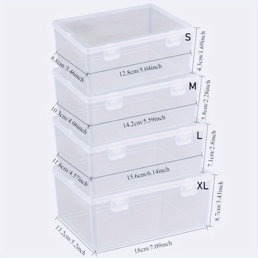 TEMU 4-pack Stackable Storage Boxes For Desk & Drawer Organization, Clear Plastic Organizers With Secure Double Lids, Cosmetic Containers, Stationery