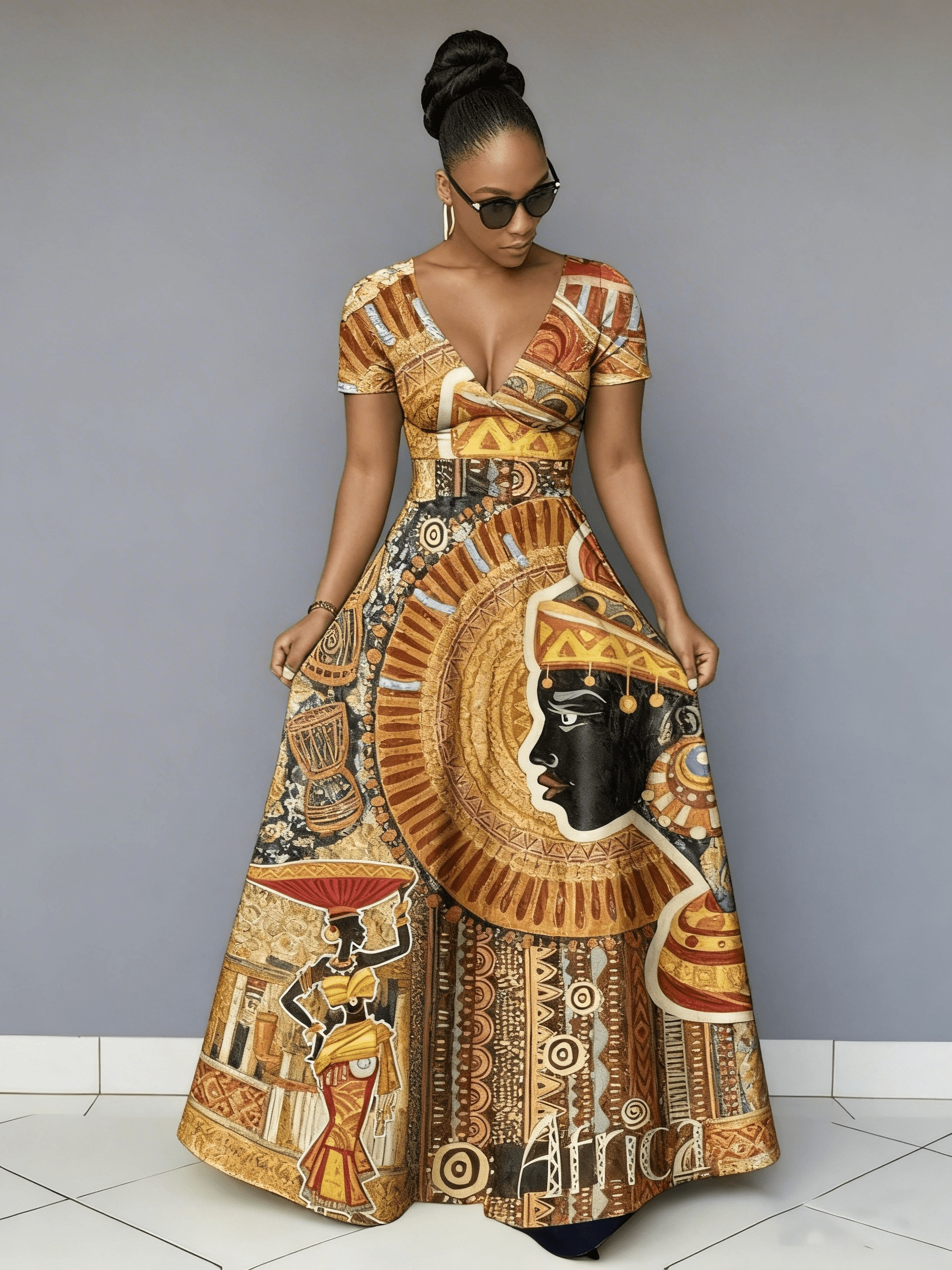 chinese dress ladies Amazon.com: African Dresses for Women Long Skirt Traditional Ankara Kente  Print Casual with Scarf : Clothing, Shoes & Jewelry main image 0