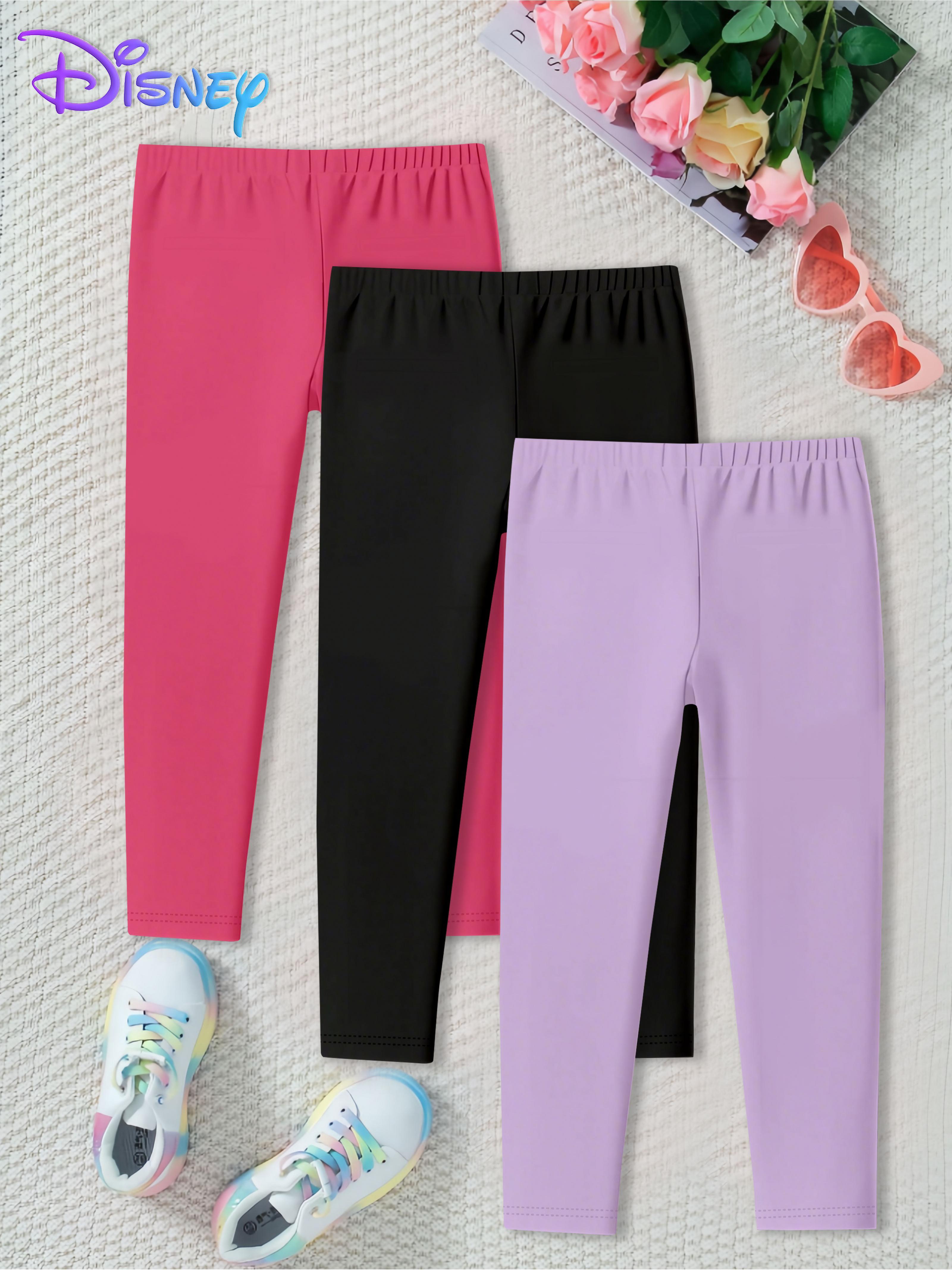 Disney 3pcs Set, Cute Minnie Mouse & Jasmine Princess Cartoon Character Print, Fashionable Casual Girls' Leggings for Spring/Autumn - Trendy Versatile Pants for Girls, for Outdoor