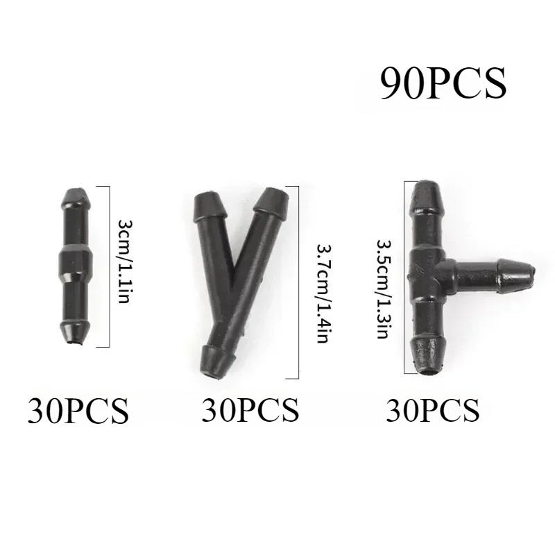 TEMU 90pcs Of Car Wiper Spray Head Tyi Connectors, Windshield Washer Hose Fittings For Vehicle Care Accessories. , Durable Structure With Compact