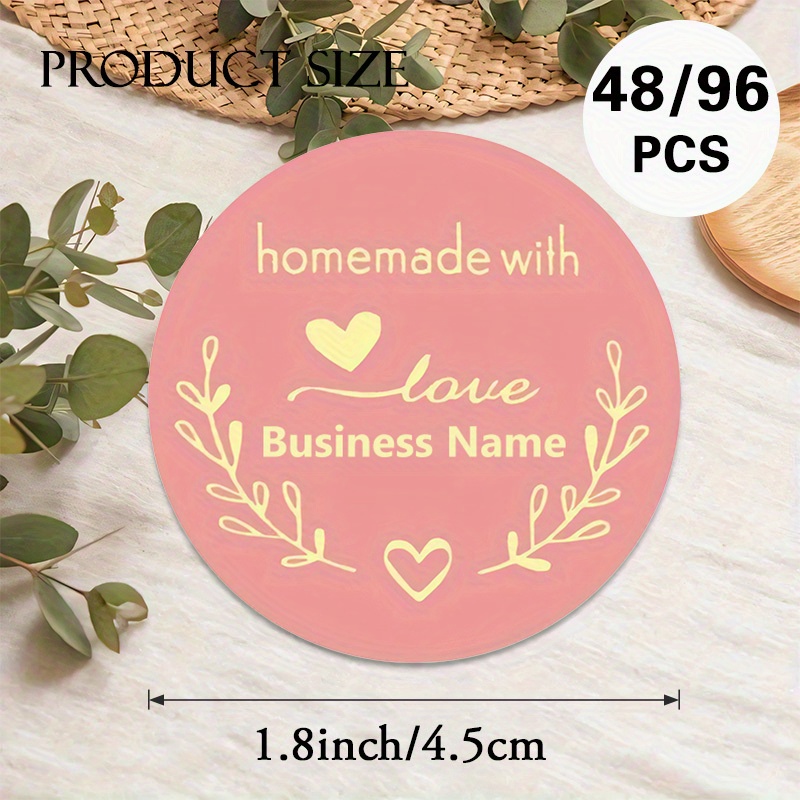 TEMU 48/96pcs Custom Homemade Business Round Stickers - Personalized , Warm & , Handmade Products, Packaging, Branding, Expressing Love &