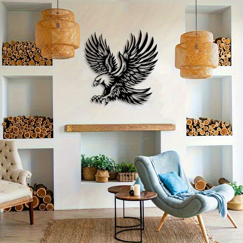 E-shop Imposante Adler Metallwandskulptur - 15,7x15,7 Zoll zeitgenössische Eisen-Tierkunst, einfache Montage für Wohnzimmer oder Büro, perfektes