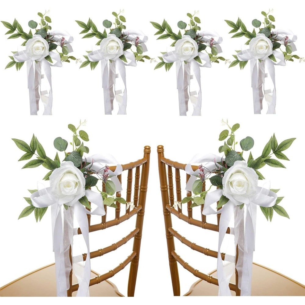 E-shop 6 Stück realistische künstliche Rosenblumen, geeignet für Hochzeit, Verlobung, Outdoor/zum Aufhängen – Elegante Hänge-Sträuße mit & blühenden