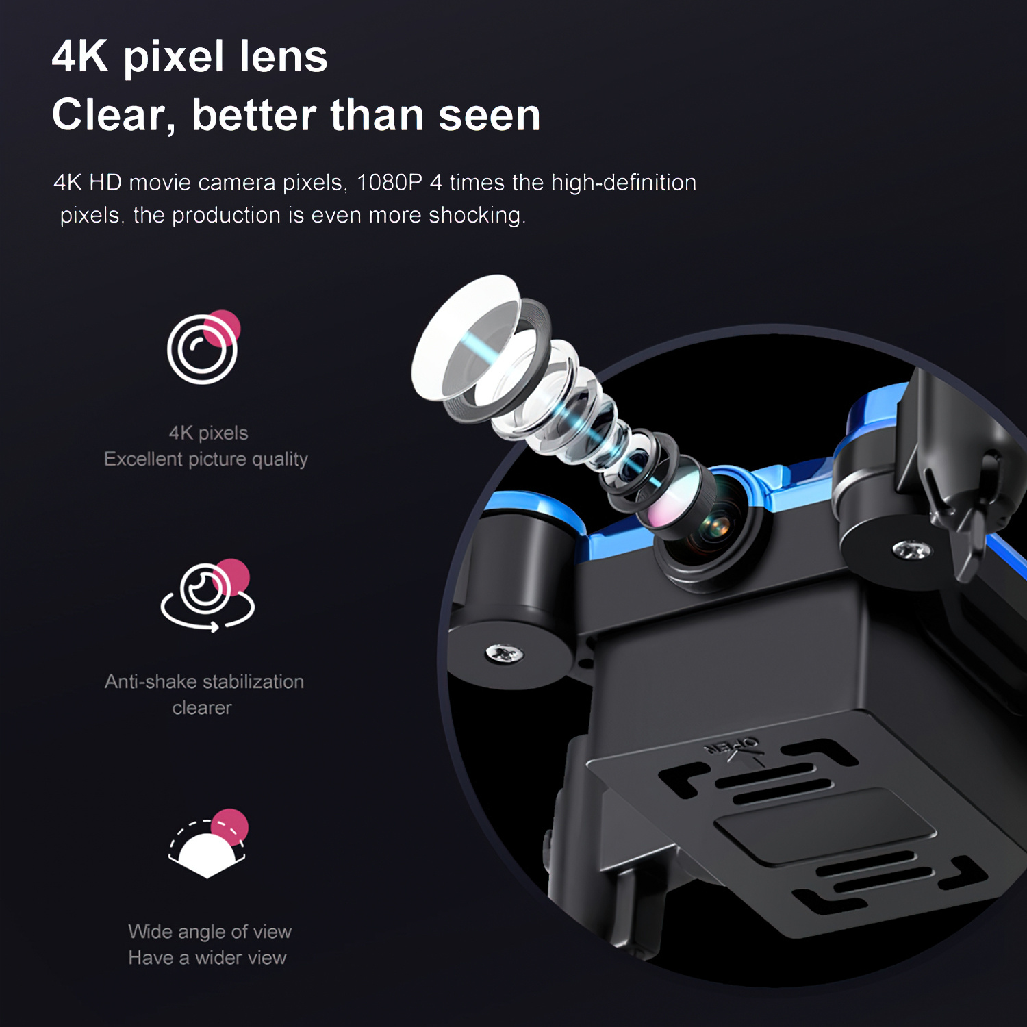 Foldable Drone 4K Camera, FPV Drone for Kids and Adults, Beginner Mini Drone Pocket FPV Quadcopter with 360° Flip.