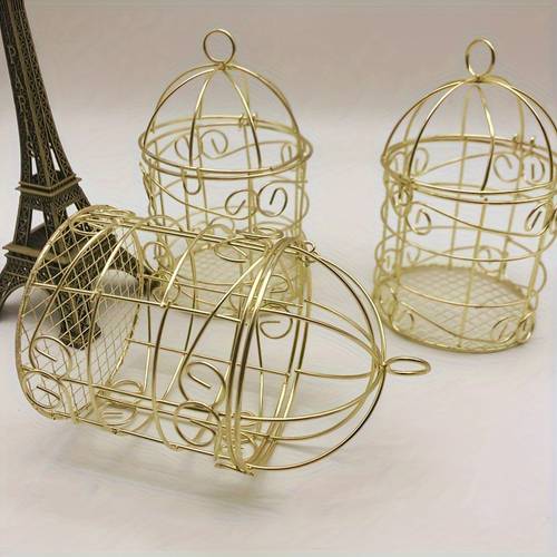 1pc creative european romantic flower orchid metal material decorative round chain birdcage bird pot
