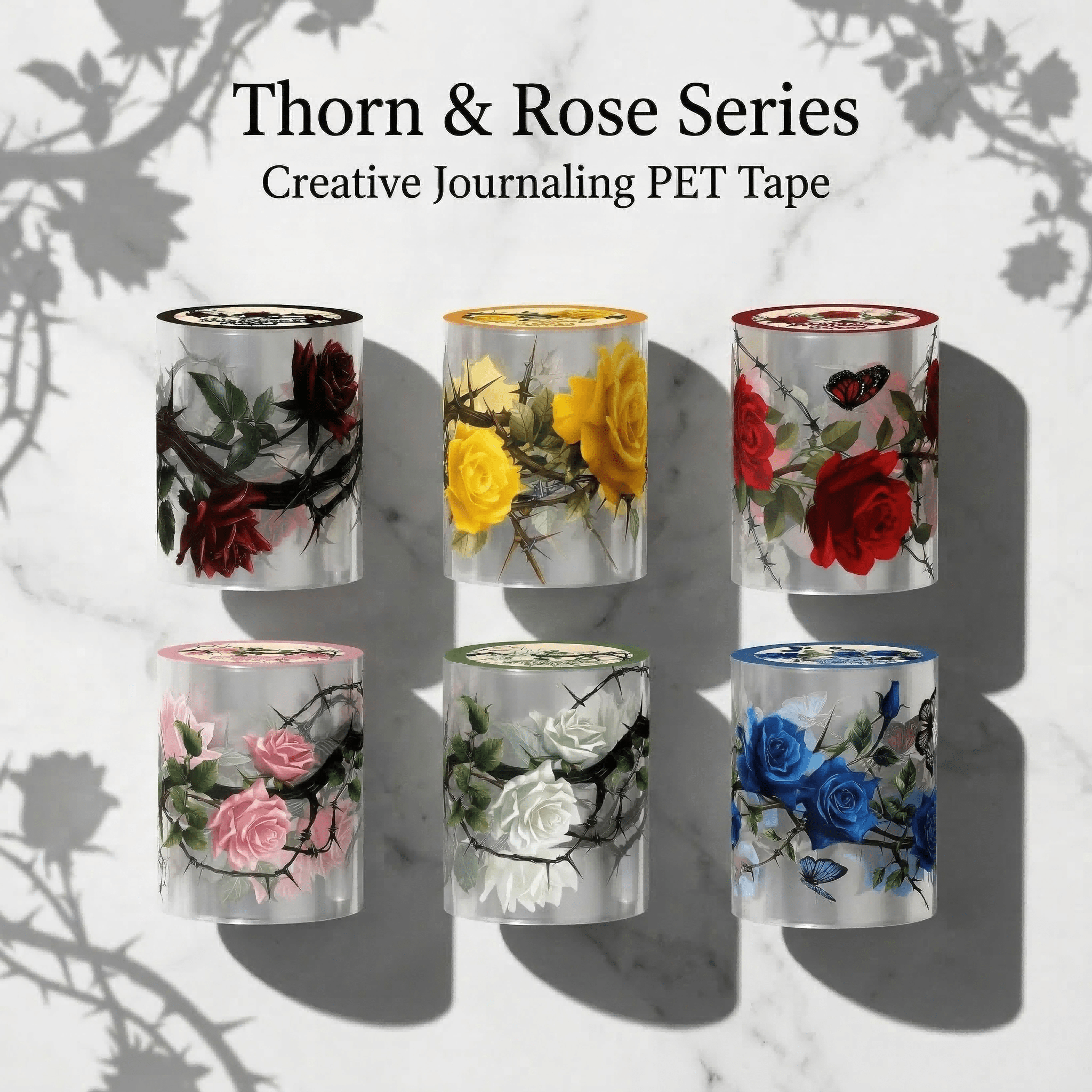 TEMU 6 Rolls &rose Tape Scrapbook Stickers For Journaling Flower Washi Tape Stickers Decorative Tape For Crafts Scrapbooking Junk Journal Supplies,