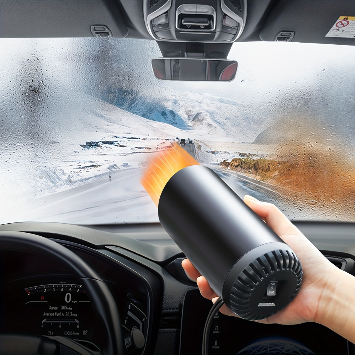 

With Suction Cup - 150w, Dual- Heating & Defrosting, No Battery Needed, Winter And , Fit