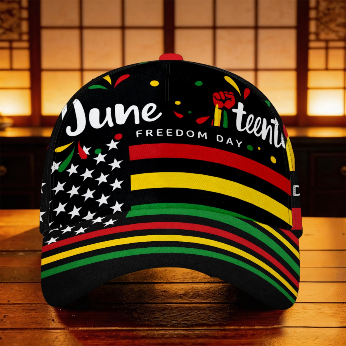 TEMU 1pc Retro Juneteenth Day Flag Baseball - Adjustable Lightweight Driver With Curved Brim, Full Print Suitable For Weddings, Camping, Mother's Day