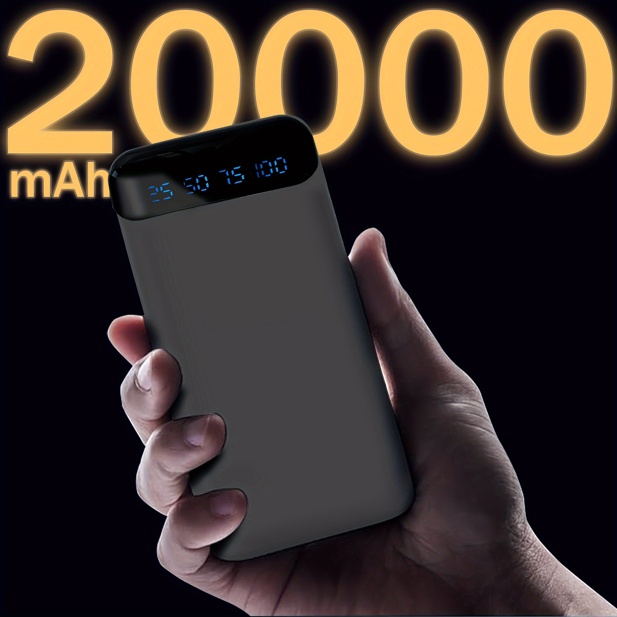 TEMU 10000mah/20000mah Large Capacity Portable Power Bank | 2 Usb Outputs And Type-c Output/input, Suitable For Charging Mobile Phone Devices,