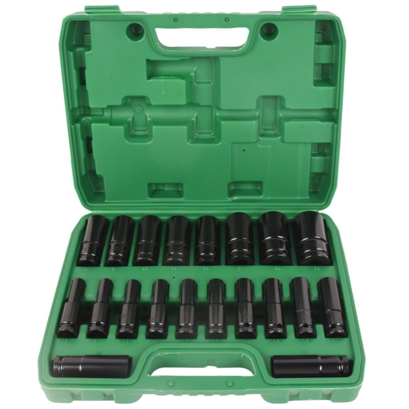 TEMU 1/ 2 Impact Deep Socket Set 20pcs 8- 32mm Durable Reliable Drive Cr- For Professional Repair Diy Tasks With Carrying Case