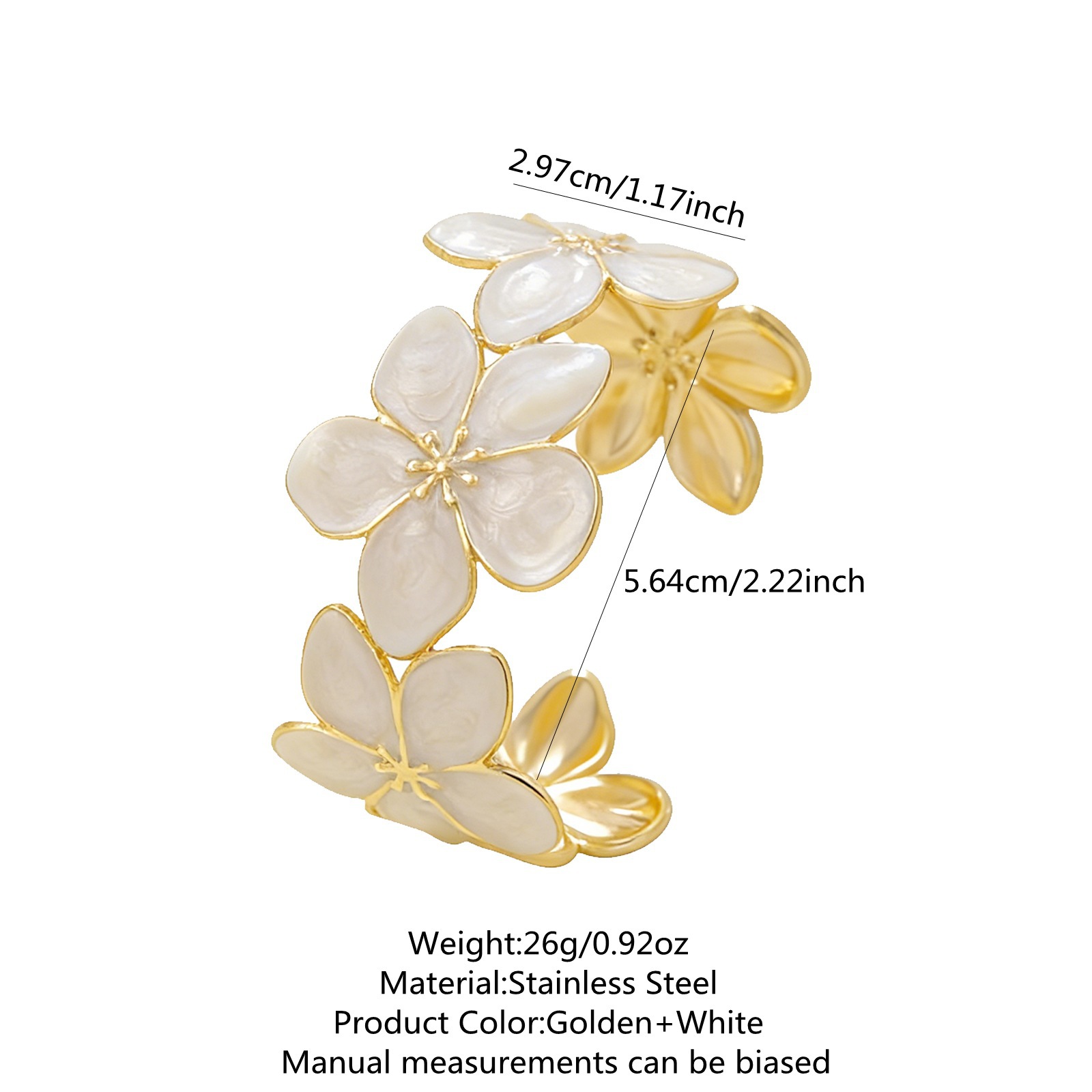 Image of 1pc Stainless Steel Oil Cherry Bangle Light Luxury Flower Open Enamel Bracelet Women's Jewelry