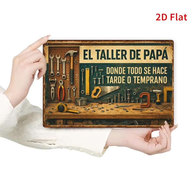 TEMU 2D, [2Dflat] 1 pieza 30x20cm - Letrero de hojalata " de Papá", Letrero decorativo " del Papá Español" para garaje, para cueva de hombre,