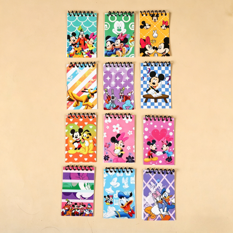 TEMU Set da 12 quaderni a spirale Disney e Minni, mini blocchi note portatili cancelleria a animati, simpatici quaderni tascabili, piccoli blocchetti