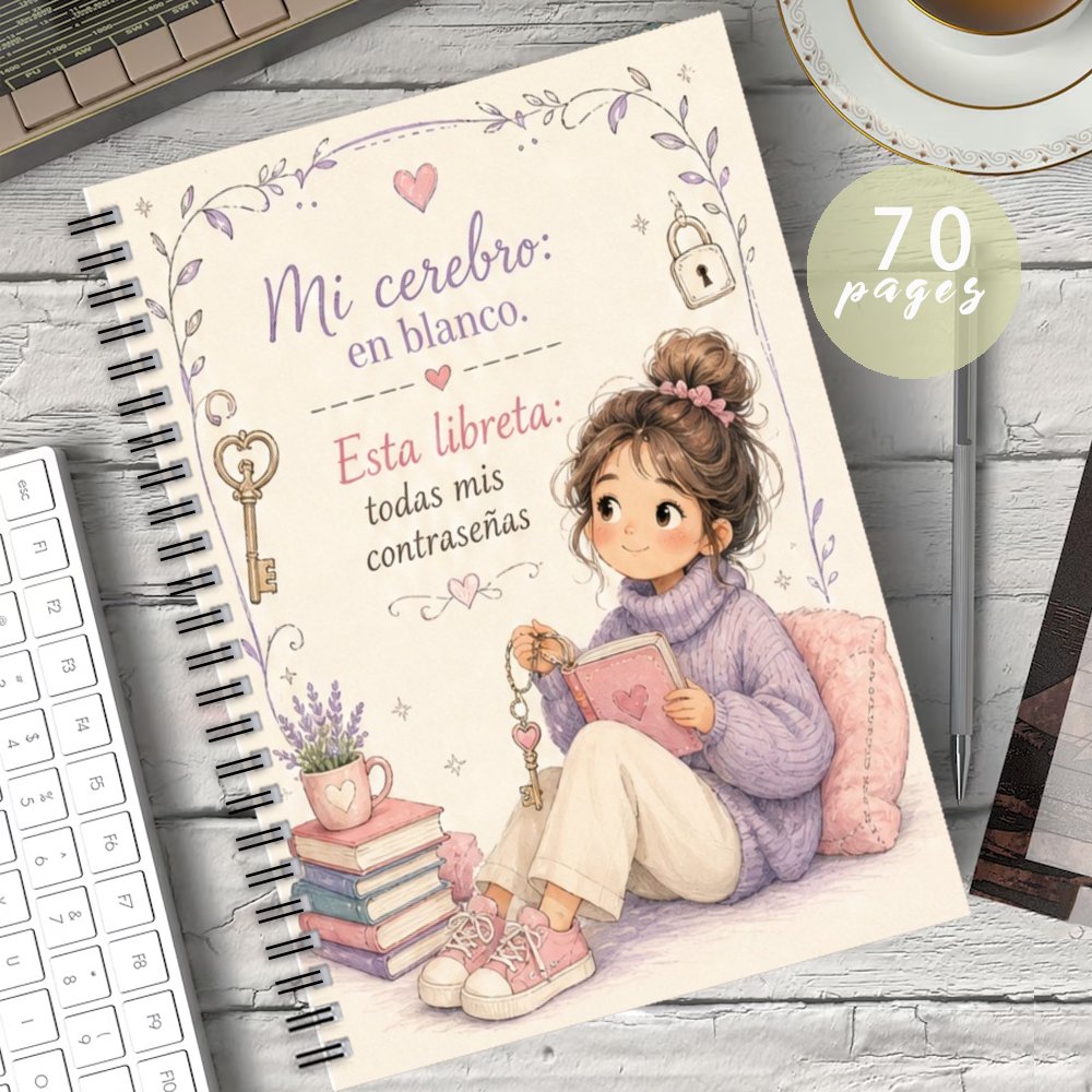 TEMU Libro de contraseñas en español con encuadernación en , 1 , libro de almacenamiento de contraseñas con bonitas ilustraciones en acuarela, para