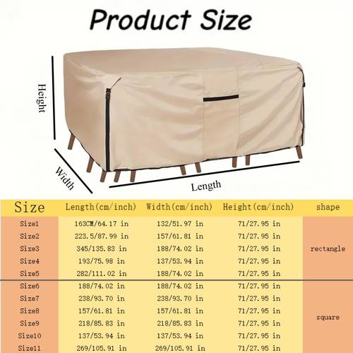 housse de table de patio extérieur 420d renforcée - fermeture à cordon ajustable, matériau durable, utilisation toutes , adaptée aux patios, balcons et salons, couleur , housse de mobilier de patio | housse de table de patio | 11 tailles disponibles