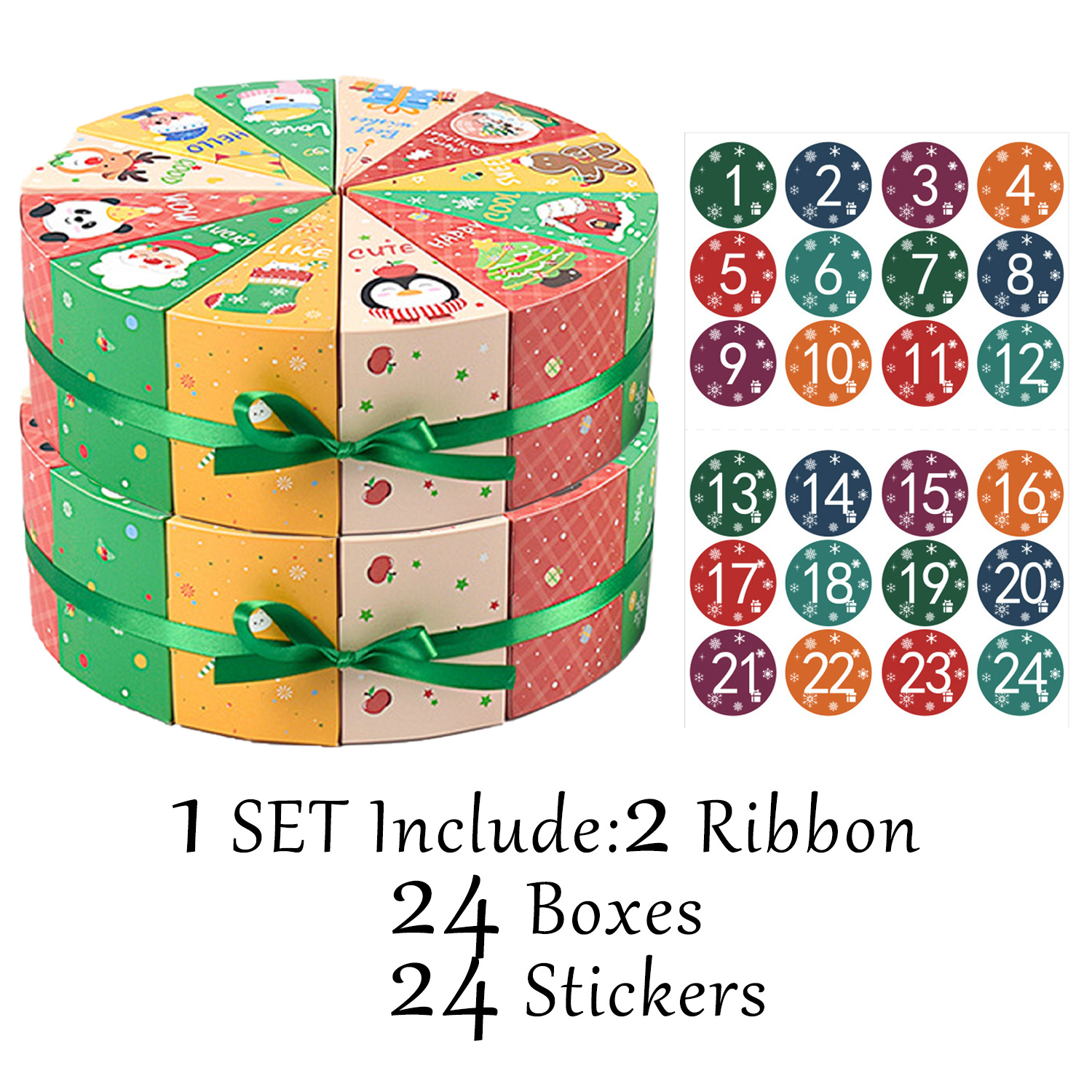Image of 24 Christmas Advent Calendar Boxes To Fill, 24 Triangle Empty Advent Calendar Gift Box For Christmas Treat Boxes Small Ornament Gift Boxes - Ribbons And Number Stickers Included, Halloween