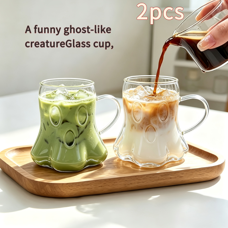 TEMU 2 tasses en verre d'Halloween 440 ml/15 oz, tasse en verre borosilicate avec poignée, tasse à en verre réutilisable, pour les fêtes de Halloween