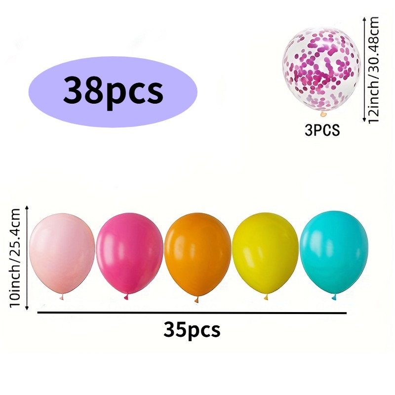 38pcs Latex Balloon Set - Includes Of 10/12 Inch Balloons, Suitable For Birthday Parties, Tropical Themes, , Gardens, , Beach Parties And Outdoor Home Decorations, Single Parties, Showers