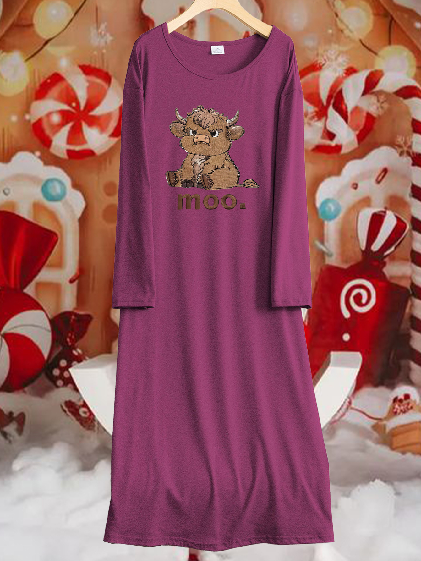 adorable frowning highland cow pattern print design womens