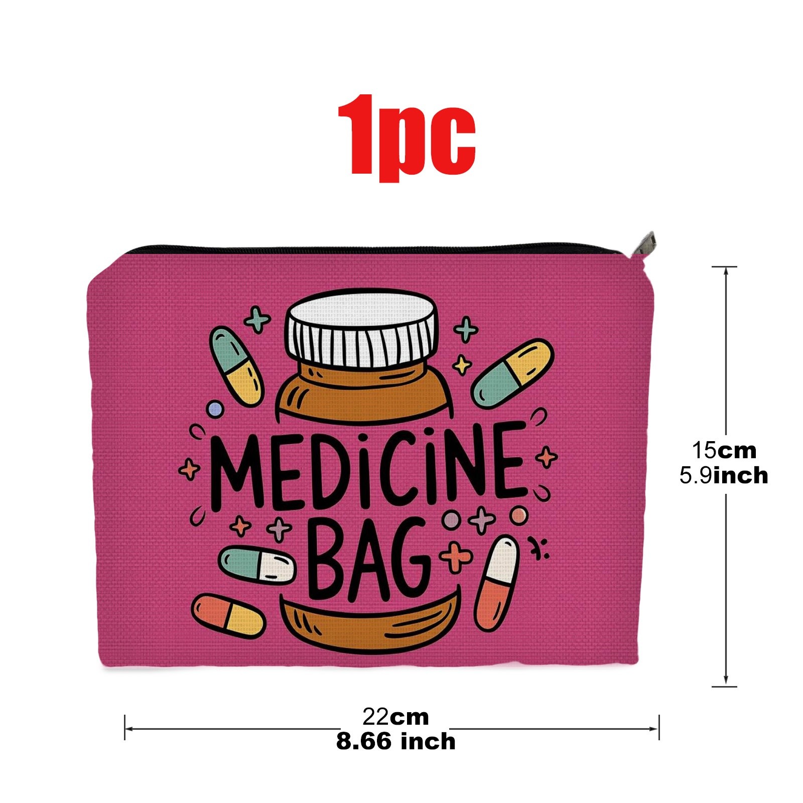 TEMU 1pc A Cartoon-themed Medicine Pouch Featuring A Double-sided Design, Measuring 5.9 Inches By 8.66 Inches, Made From Polyester. Ideal For Storing