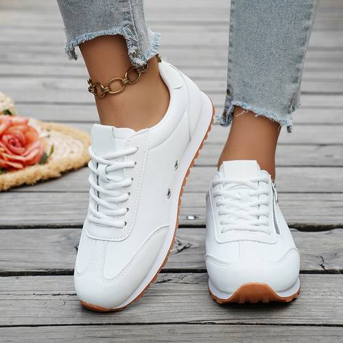 chic textured cover sneakers with zipper detail women shoes