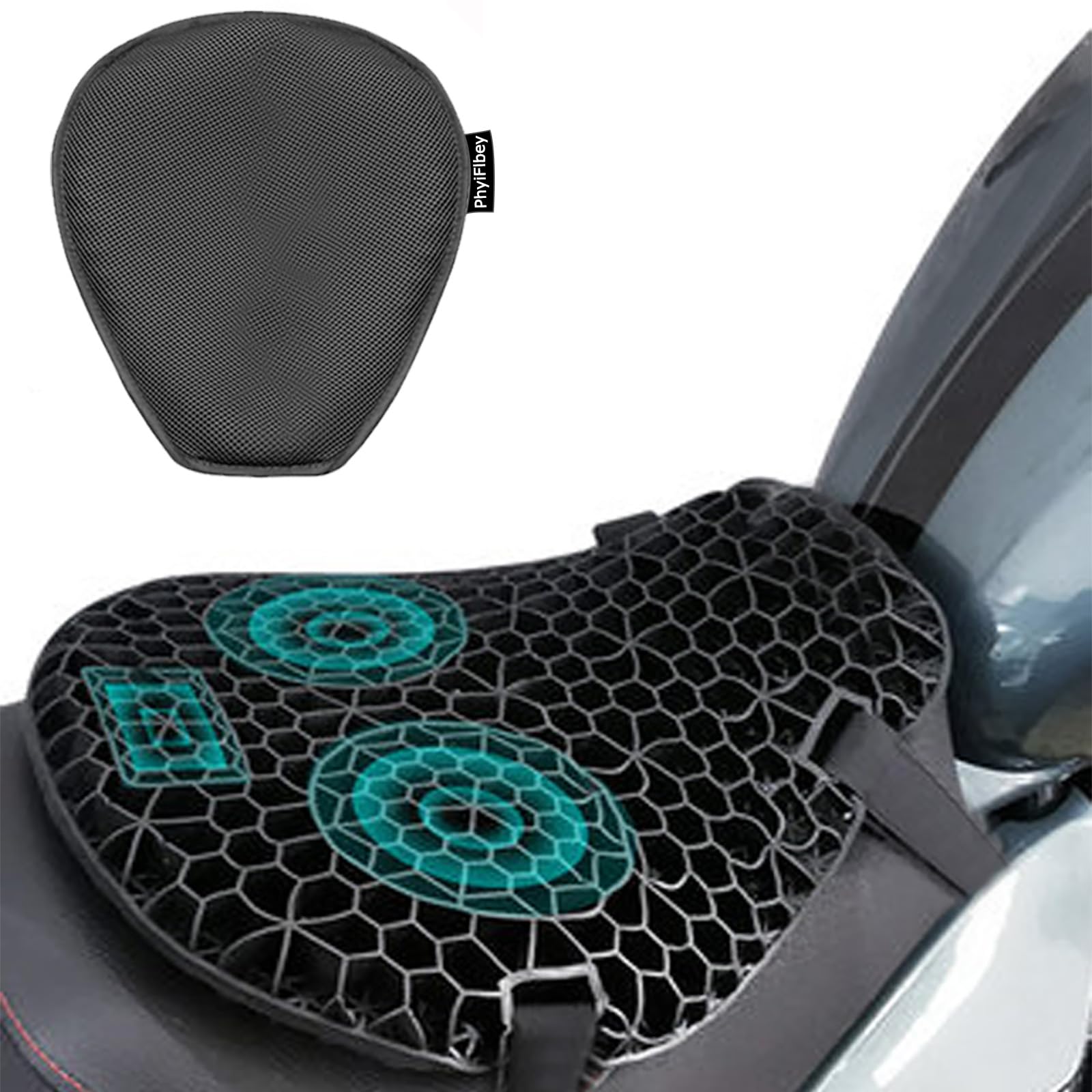 Image of Motorcycle Seat Cushion 3d Gel Honeycomb Structure Seat Pad Motorcycle Seat Cushion