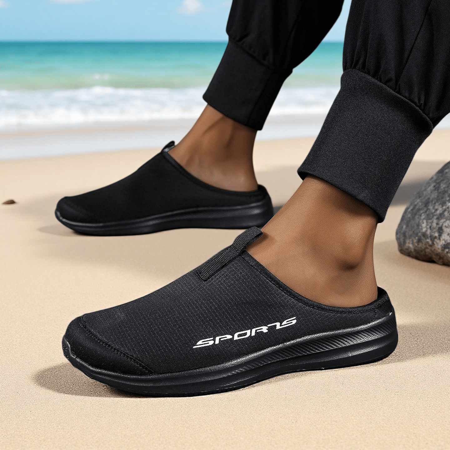 Men's Sporty Mules - Breathable Mesh Walking Shoes, Lightweight Athletic Half Slippers for Men - Casual Sneakers for Gym & Outdoor