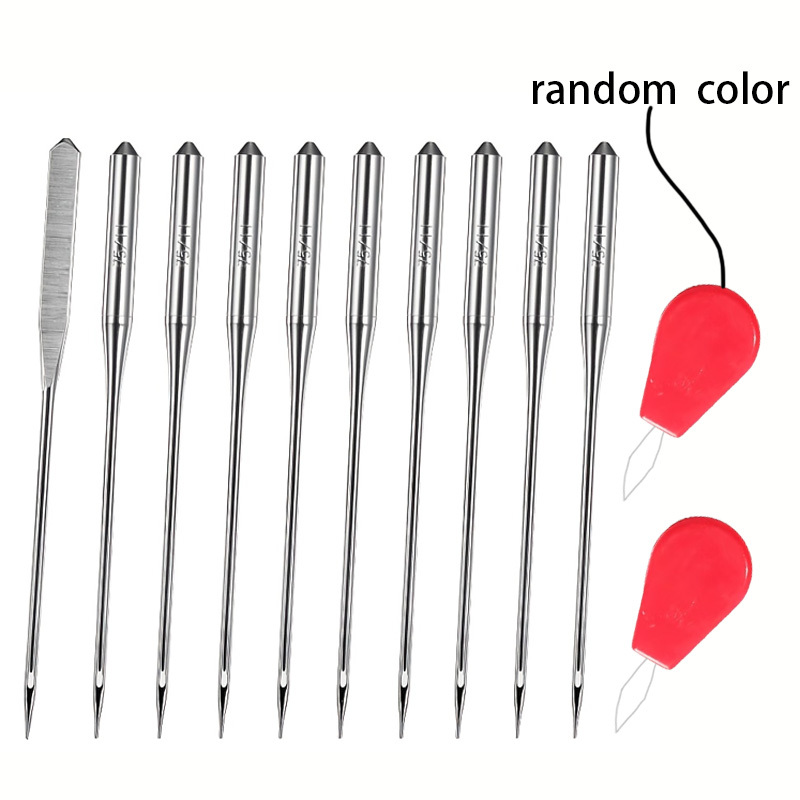 TEMU 10pcs Universal Sewing Machine Needles And 2pcs Threaders Random Colors, Heavy Quilting Embroidery Needles Compatible With /brother And Other